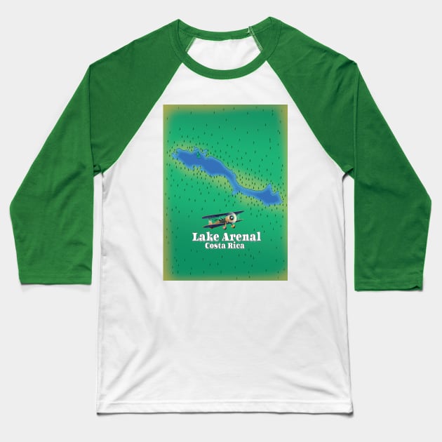 Lake Arenal, Costa Rica Beautiful lake map Baseball T-Shirt by nickemporium1